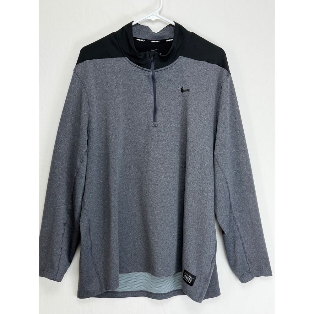 Nike Men 1/4 Zip Pullover XXL Grey Black Dri-FIT Golf Long Sleeve Sweatshirt